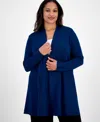 Anne Klein Plus Size Monteray Open-front Cardigan In Blue