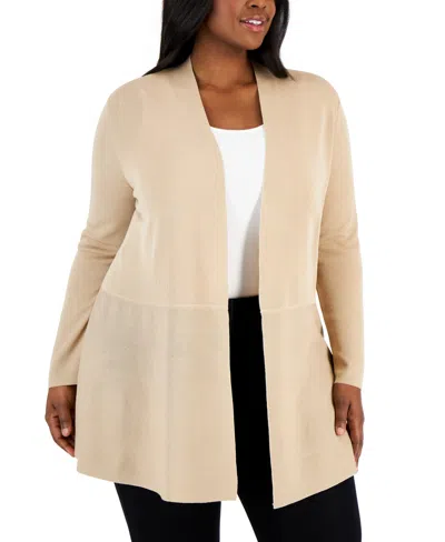 ANNE KLEIN PLUS SIZE MONTEREY OPEN-FRONT CARDIGAN