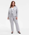 Anne Klein Plus Size High-rise Pull-on Compression Pants In Gray
