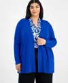 Anne Klein Plus Size Napa Open-front Cardigan In Santorini Blue