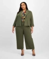 Anne Klein Plus Size Notch Collar Jacket Pleated Top Pull On Pants