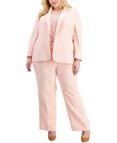 Anne Klein Plus Size Notched-collar Open-front Blazer In Cherry Blossom