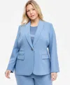 Anne Klein Plus Size Notched-collar Single-button Lined Blazer In Blue
