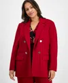 Anne Klein Faux Double Breasted Jacket In Red