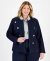 Anne Klein Faux Double Breasted Jacket In Metropolitan Wash