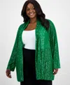 Anne Klein Plus Size Open-front Sequin Cardigan