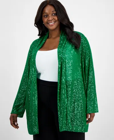 Anne Klein Plus Size Open-front Sequin Cardigan