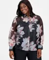 Anne Klein Plus Size Organza Blouse In Multi