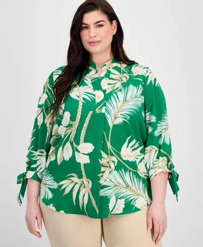 Anne Klein Plus Size Printed 3/4-sleeve Top