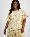 Anne Klein Plus Size Printed Flutter-sleeve Blouse