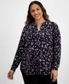 Anne Klein Polka Dot Split Neck Tunic Top In Deep Plum