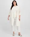 Anne Klein Plus Size Pucker-wave Knit Open-front Cardigan