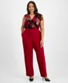 Anne Klein Plus Size Pull-on High-rise Compression Pants In Red