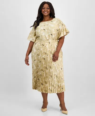 Anne Klein Plus Size Pull-on Pleated Midi Skirt