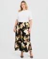 Anne Klein Plus Size Pull-on Bias Flared Skirt In Multi