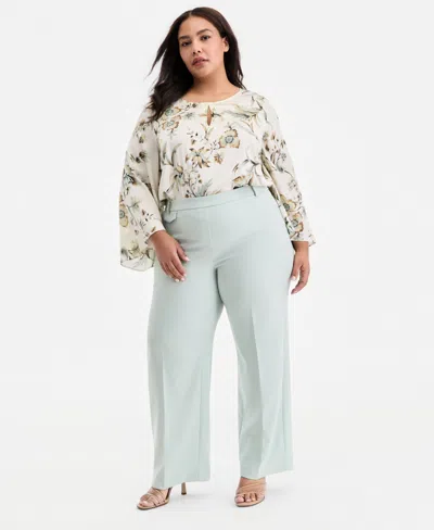 Anne Klein Plus Size Pull-on Flap-pocket Pants In Green