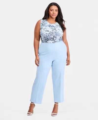 Anne Klein Plus Size Pull-on Straight-leg Ankle Pants In Blue