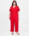 Anne Klein Plus Size Pull-on Wide-leg Pants In Red