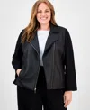 Anne Klein Plus Size Quilted Moto Jacket In Black