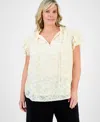 Anne Klein Plus Size Ruffle-trim Tie-neck Blouse