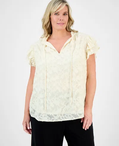Anne Klein Plus Size Ruffle-trim Tie-neck Blouse