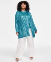 Anne Klein Sequin Draped Open Front Cardigan In Anne Black