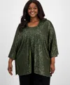 Anne Klein Sequin Draped Open Front Cardigan