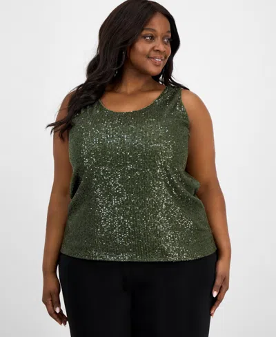 Anne Klein Plus Size Sequinned Sleeveless Top