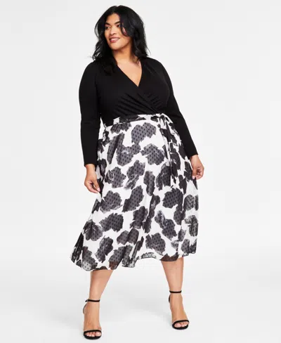 Anne Klein Plus Size Serenity Layered-look Dress In Anne White