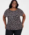 Anne Klein Plus Size Short-sleeve Crewneck Top In Multi