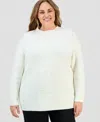 Anne Klein Plus Size Soutache Embroidered Sweater In White