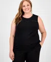 Anne Klein Plus Size Stud-detail Tank Top In Black