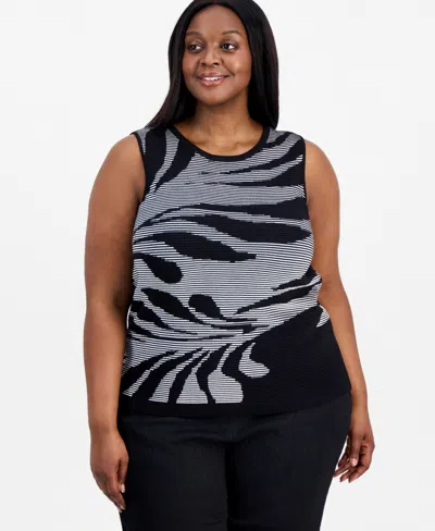 Anne Klein Plus Size Sweater Tank Top In Black