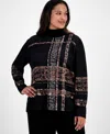 Anne Klein Plus Size Turtleneck Luxe-stitch Sweater In Black