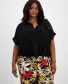 Anne Klein Plus Size Twist-hem Cuffed-sleeve Shirt