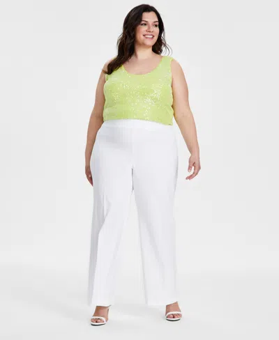 Anne Klein Plus Size Wide Leg Pull-on Pants In Bright White