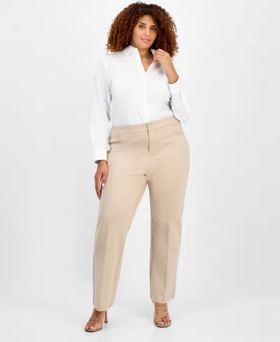 Anne Klein Plus Size Wide-leg Trousers In Neutral