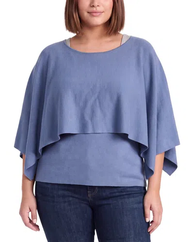 Anne Klein Plus Sweater Cape Top In Purple