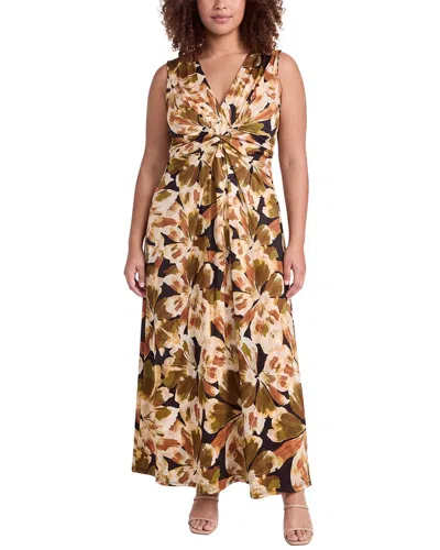 Anne Klein Plus Twist Front Maxi Dress In Brown