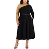 Anne Klein Plus Womens Belted Long Maxi Dress In Multi