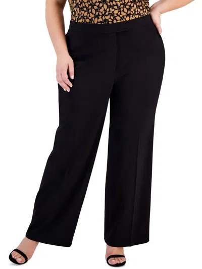 Anne Klein Plus Womens Casual Pull On Wide Leg Pants In Multi