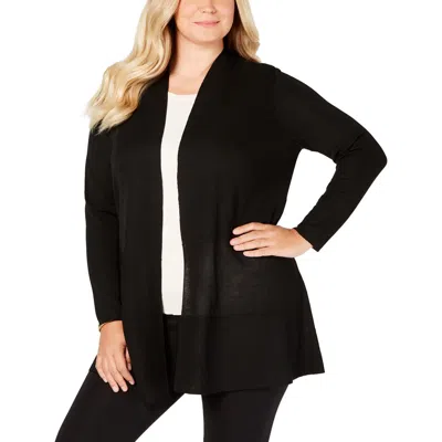 Anne Klein Plus Womens Drapey Open Front Cardigan Sweater In Multi