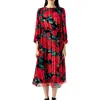 Anne Klein Plus Womens Pleated Polyester Midi Dress In Multi