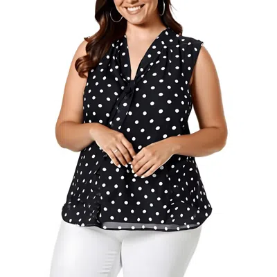Anne Klein Plus Womens Polka Dot Chiffon Shell