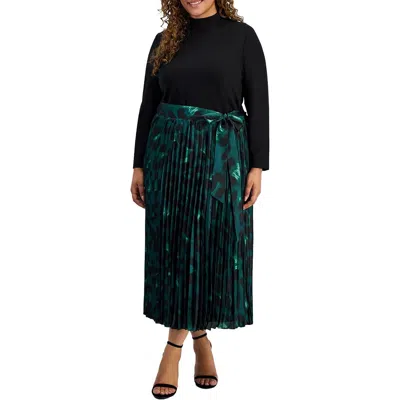 Anne Klein Plus Womens Printed Midi Dress In Multi