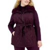 Anne Klein Plus Womens Quilted Polyester Puffer Vest In Brown