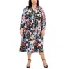 Anne Klein Plus Size Floral-print Tiered Midi Dress In Multi