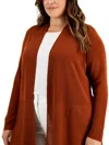 ANNE KLEIN PLUS WOMENS SOLID CARDIGAN SWEATER