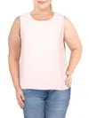 Anne Klein Plus Womens Solid Sleeveless Blouse In Peony Pink