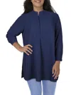 Anne Klein Plus Womens Split Hem V-neck Tunic Top In Multi